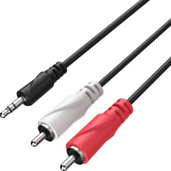 1mtr 3.5mm Male to 2 x RCA...