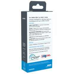 Comsol 3m USB-C to USB-C Charge Cable 240W