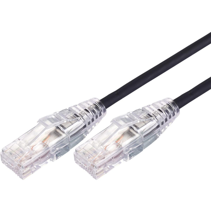 30cm 10GbE Ultra Thin Cat 6A UTP Snagless Patch Cable LSZH (Low Smoke Zero Halogen) - Black