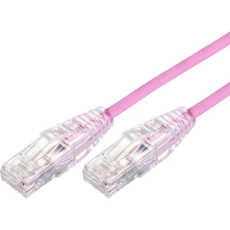 1m 10GbE Ultra Thin Cat 6A UTP Snagless Patch Cable LSZH (Low Smoke Zero Halogen) - Pink