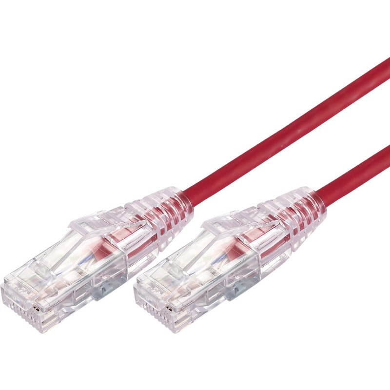 2m 10GbE Ultra Thin Cat 6A UTP Snagless Patch Cable LSZH (Low Smoke Zero Halogen) - Red