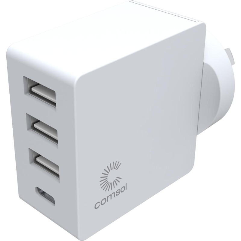Comsol 4 Port USB Wall Charger with USB-C (24W)