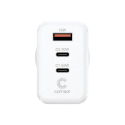 Comsol 65W USB-C + C + A Wall Charger