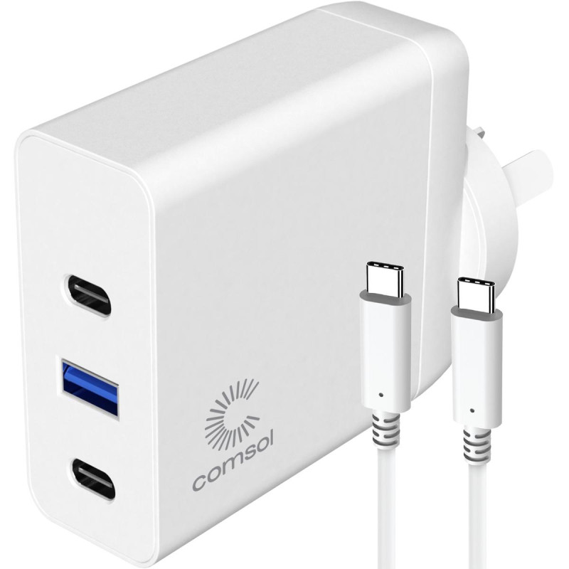 Comsol 3 Port USB-C GaN Universal Laptop Charger 100W