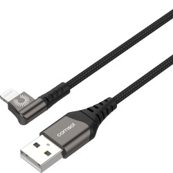 1.2m USB-A to Right Angle Lightning Cable Black