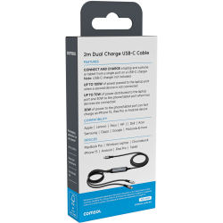 Comsol 2m Black USB-C to 2 x USB-C Dual Charge Cable 100W