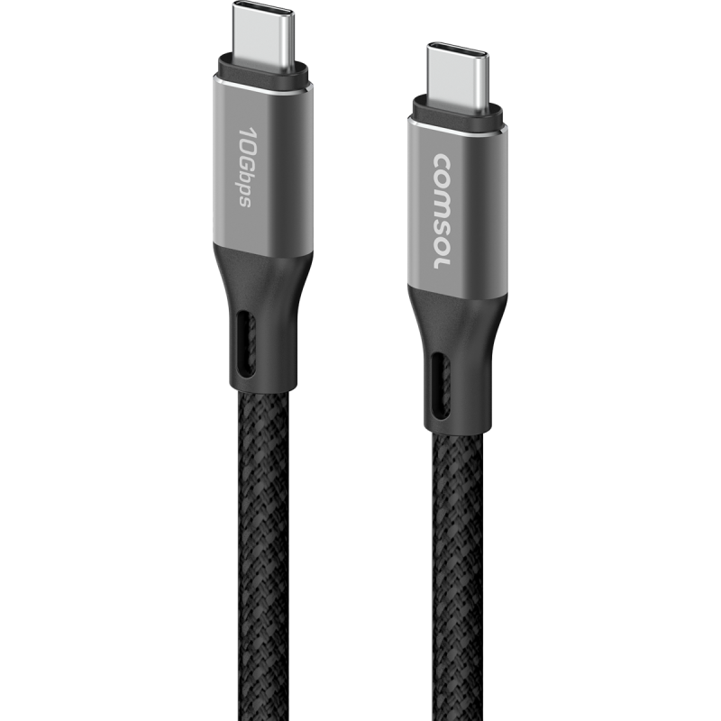 Comsol 2m Black 10Gbps USB-C to USB-C Cable Charge & Sync Cable