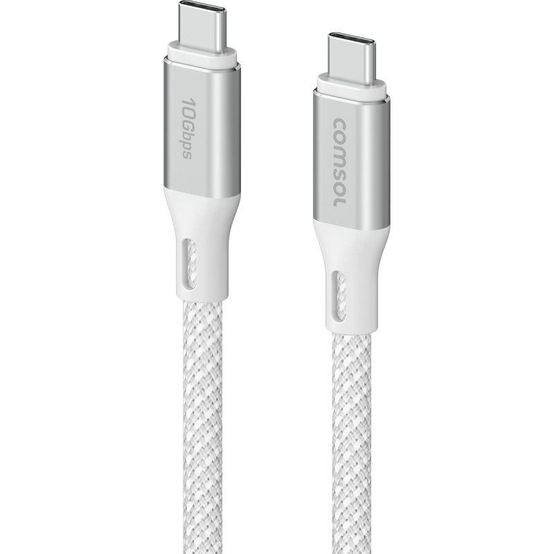 Comsol 2m White 10Gbps USB-C to USB-C Cable Charge & Sync Cable