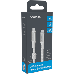 Comsol 2m White 10Gbps USB-C to USB-C Cable Charge & Sync Cable