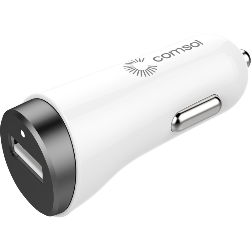 Comsol Single Port USB Car Charger 2.4A (12W) - Black/White