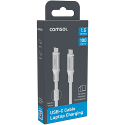 Comsol 1.5m White 100W USB-C to USB-C Charge & Sync Cable