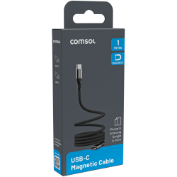 Comsol 1m Black USB-C to USB-C Magnetic Coiled Charge & Sync Cable