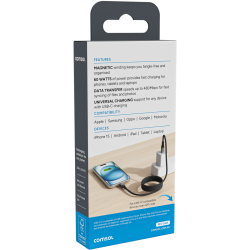 Comsol 1m Black USB-C to USB-C Magnetic Coiled Charge & Sync Cable