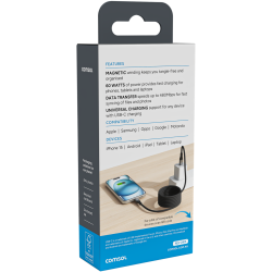 Comsol 2m Black USB-C to USB-C Magnetic Coiled Charge & Sync Cable