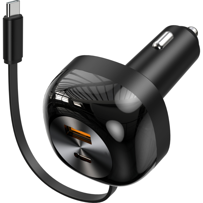 Comsol 66W USB-C + USB-A Retractable Car Charger