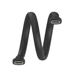 25cm Silicone USB-C to USB-C Cable Black