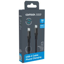Comsol 30cm USB-C to USB-C Silicone + Fabric Cable