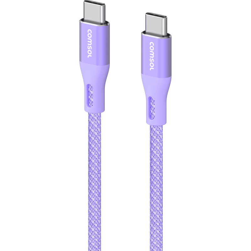 Comsol 1.2m USB-C to USB-C Soft Silicone & Fabric Charge & Sync Cable