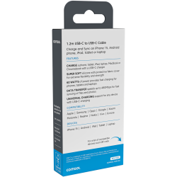 Comsol 1.2m USB-C to USB-C Soft Silicone & Fabric Charge & Sync Cable