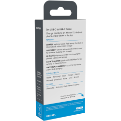 Comsol 3m USB-C to USB-C Soft Silicone & Fabric Charge & Sync Cable