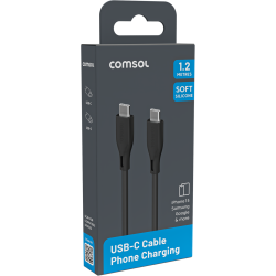 Comsol 1.2m USB-C to USB-C Super Soft Silicone Charge & Sync Cable