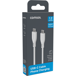Comsol 1.2m USB-C to USB-C Super Soft Silicone Charge & Sync Cable