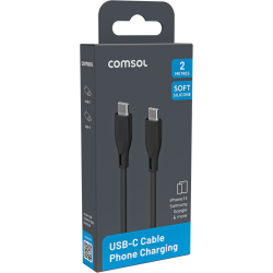 Comsol 2m USB-C to USB-C Super Soft Silicone Charge & Sync Cable