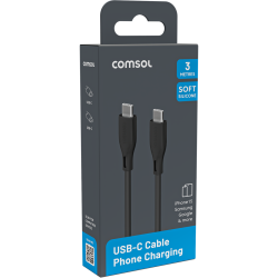 Comsol 3m USB-C to USB-C Super Soft Silicone Charge & Sync Cable
