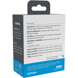 Comsol 100W GaN USB Wall Charger 2 x USB-C & USB-A