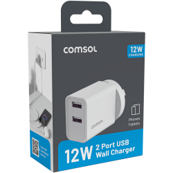Comsol 12W 2 Port USB-A Wall Charger
