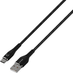 2m USB-A to USB-C Cable Reinforced with Aramid Fibre - Black