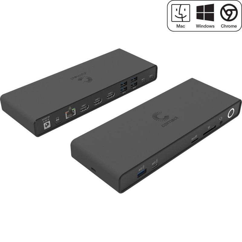 USB-C Hybrid Triple 2K HDMI Docking Station with 120W AC Adapter