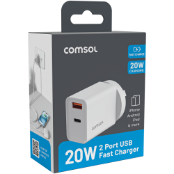 Comsol 20W 2 Port USB Wall Charger