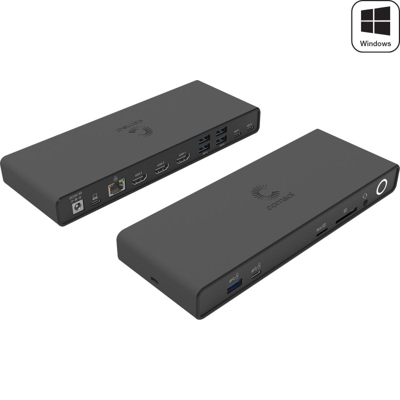 USB-C Windows DP-Alt Triple 4K HDMI Docking Station with 120W AC Adapter