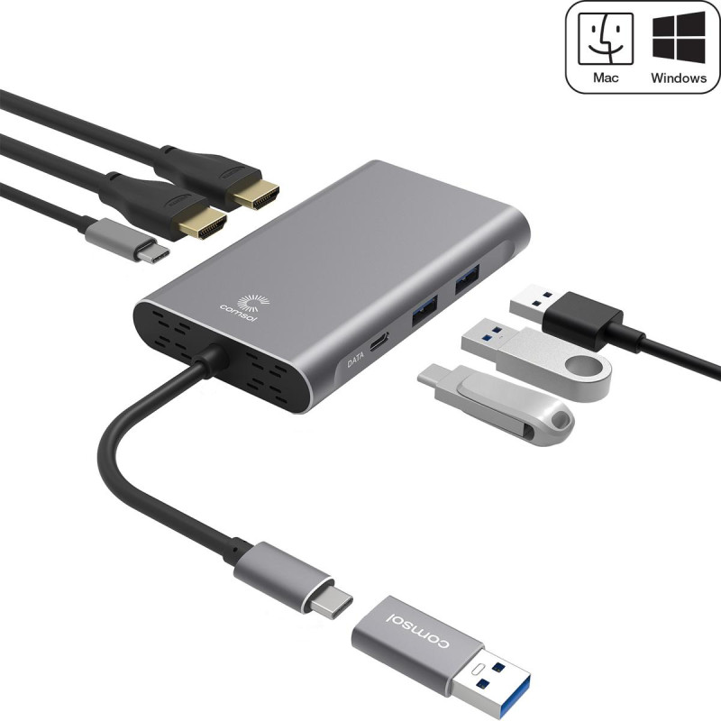Comsol USB to Dual HDMI Universal Multiport Adapter 1080p
