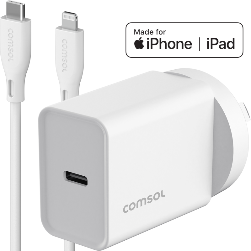Comsol 20W USB-C Wall Charger + 1.5m USB-C to Lightning Cable