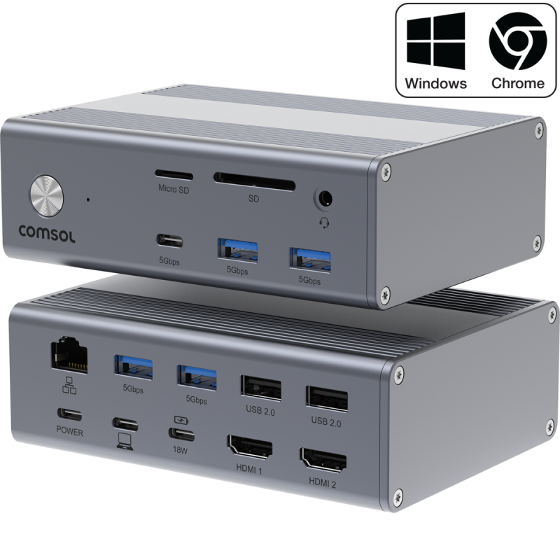 Comsol Dual Monitor USB-C 16 Port Docking Station