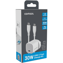 Comsol 30W GaN USB-C Wall Charger + 1.5m C to C Cable