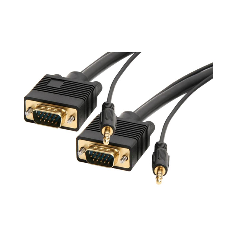 2mtr VGA & Audio Cable 15 Pin M-M & 3.5mm Audio Plug