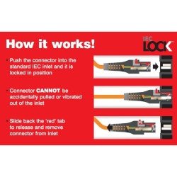1m IEC LOCK Power Cable IEC-C20(M) to IEC-C19(F) Black