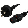 1m IEC LOCK Power Cable 3 Pin AU Plug(M) to IEC-C13(F) Black