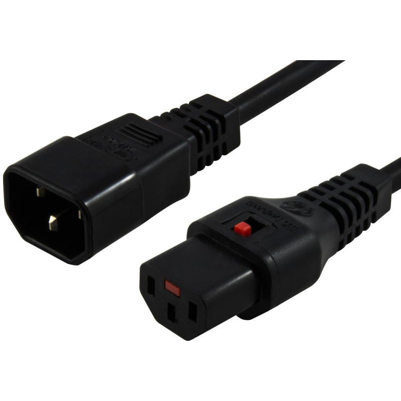 3m IEC LOCK Power Cable IEC-C14(M) to IEC-C13(F) Black