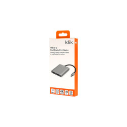 Klik USB-C Male to Dual DisplayPort Female Adapter