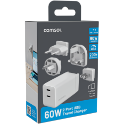 Comsol 60W 2 Port USB-C GaN Travel Fast Charger