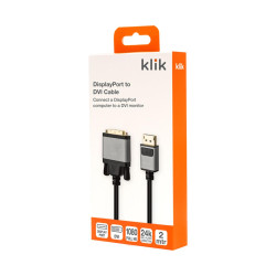 Klik 2mtr DisplayPort Male to Single Link DVI-D Male Cable