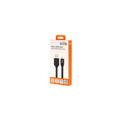 Klik 25cm Micro USB Sync/Charge Flat Cable - Black