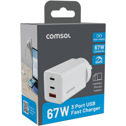 Comsol 67W 3 Port USB GaN Fast Charger