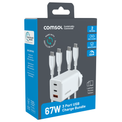 Comsol 67W USB GaN Charger with 2 x USB-C Cables